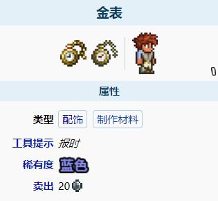 泰拉瑞亚金表怎么做 泰拉瑞亚金表能合成什么