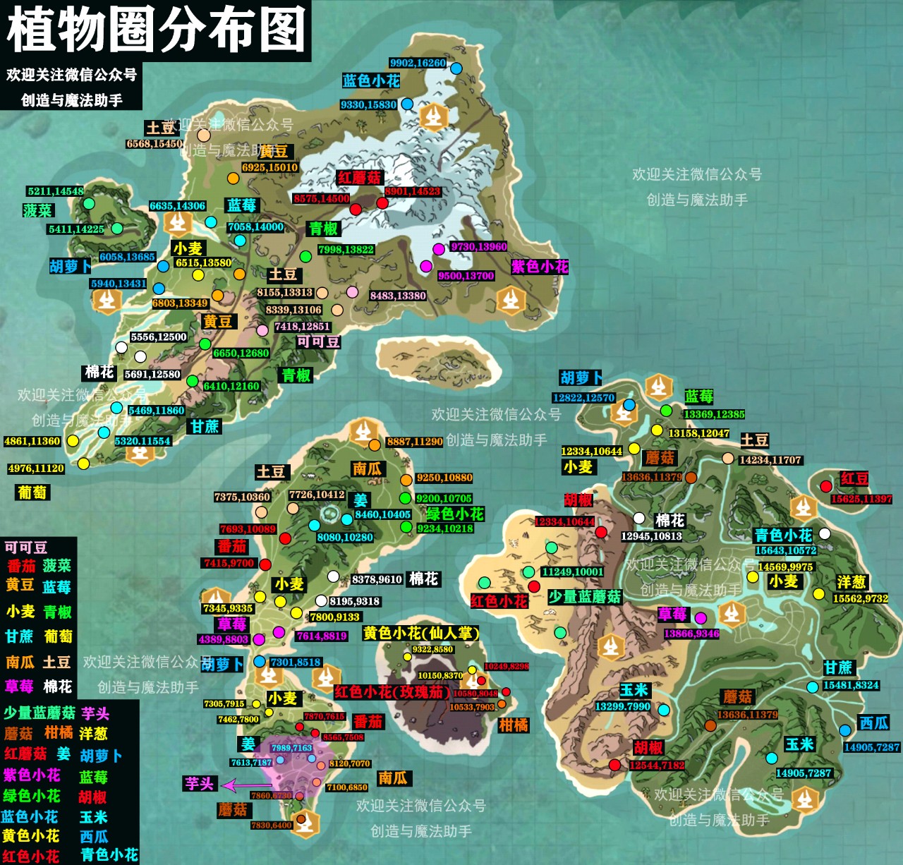 创造与魔法植物圈分布图2022 创造与魔法植物圈位置
