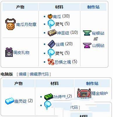 泰拉瑞亚灵气合成表 泰拉瑞亚灵气怎么刷