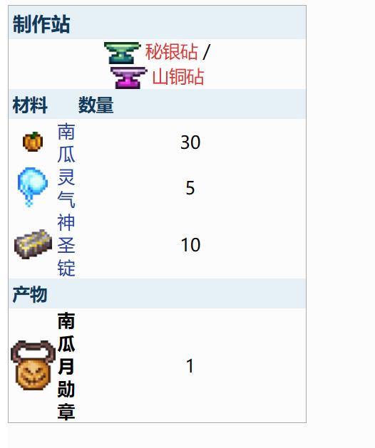 泰拉瑞亚南瓜月勋章怎么合成 泰拉瑞亚南瓜月勋章怎么用